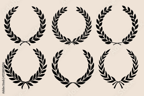 Elegant black and yellow laurel wreath design with cyan and magenta accents for celebratory or award occasions