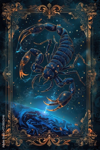 Stunning Celestial Scorpio Zodiac Illustration Featuring Bright Stars and Mystical Night Theme