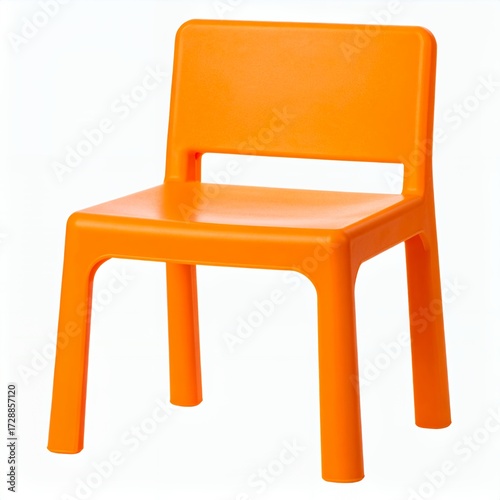 Vibrant orange child's seat: A simple design for youthful spaces and learning areas white background