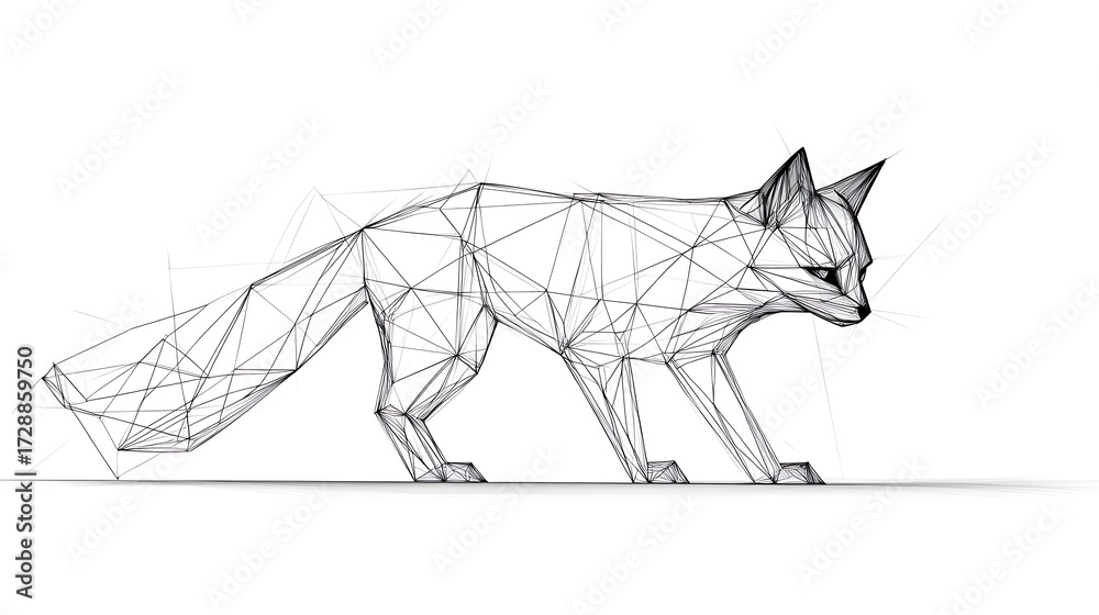 Obraz premium Wireframe Fox Silhouette Vector Art Design Illustration