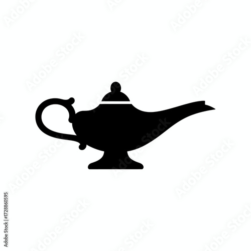 Mysterious magic lamp silhouette evokes wishes, dreams, and ancient Arabian tales, perfect for fantasy concepts and storytelling.