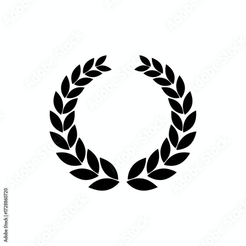 Elegant black laurel wreath symbol representing achievement, victory, and honor, perfect for awards, recognition, and prestigious branding.