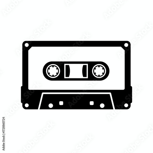 Retro audio cassette tape icon for music, sound recording, and nostalgic media projects, evoking vintage vibes and analog sound