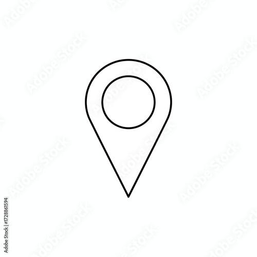 Simple, modern map pin icon symbolizing navigation, location, and destination for digital and print projects