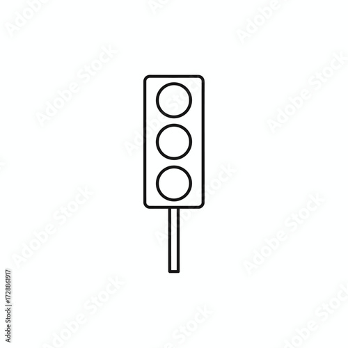 Modern, simple line art traffic light icon symbolizing regulation, control, and safe passage for transportation and urban planning concepts.