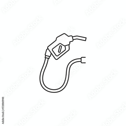 Get ready for refueling with this clean, modern line art of a gas pump nozzle and hose, perfect for industry and transport visuals.