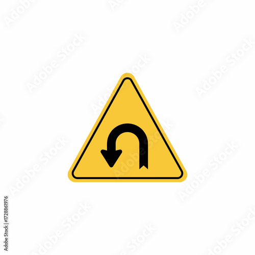 Urgent warning symbol for a sharp turn ahead, signaling caution and potential danger for drivers seeking clear road safety visuals