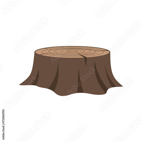 Rustic wooden tree stump table base isolated for outdoor decor design vector