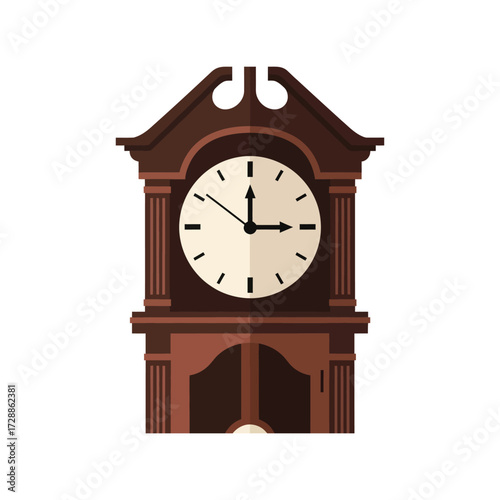 Antique grandfather clock with pendulum and detailed wood grain vector