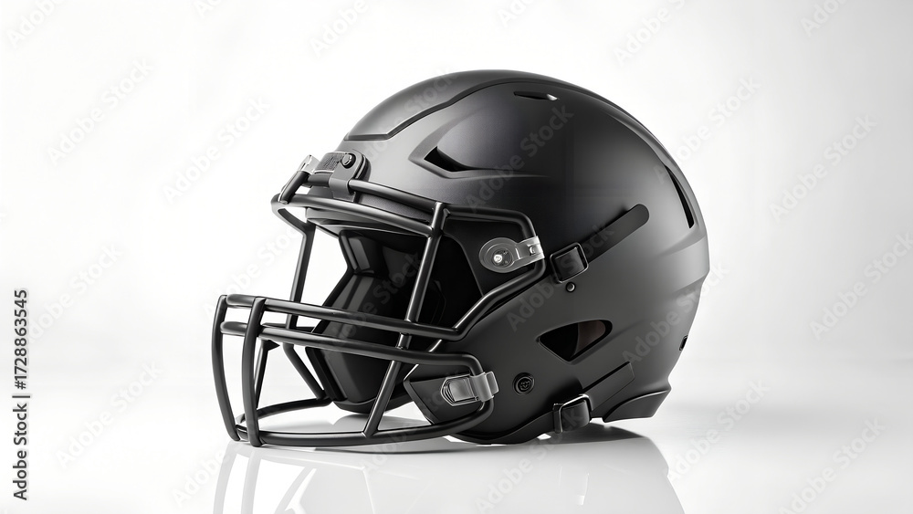 Fototapeta premium Matte black american football helmet isolated on a white background