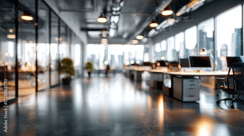 Modern Open Plan Office With City View