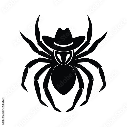 Tarantula head wearing classic cowboy hat vector art illustration