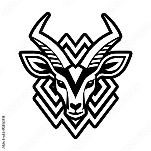 An antelope mascot icon in glyph style