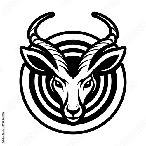 An antelope mascot icon in glyph style