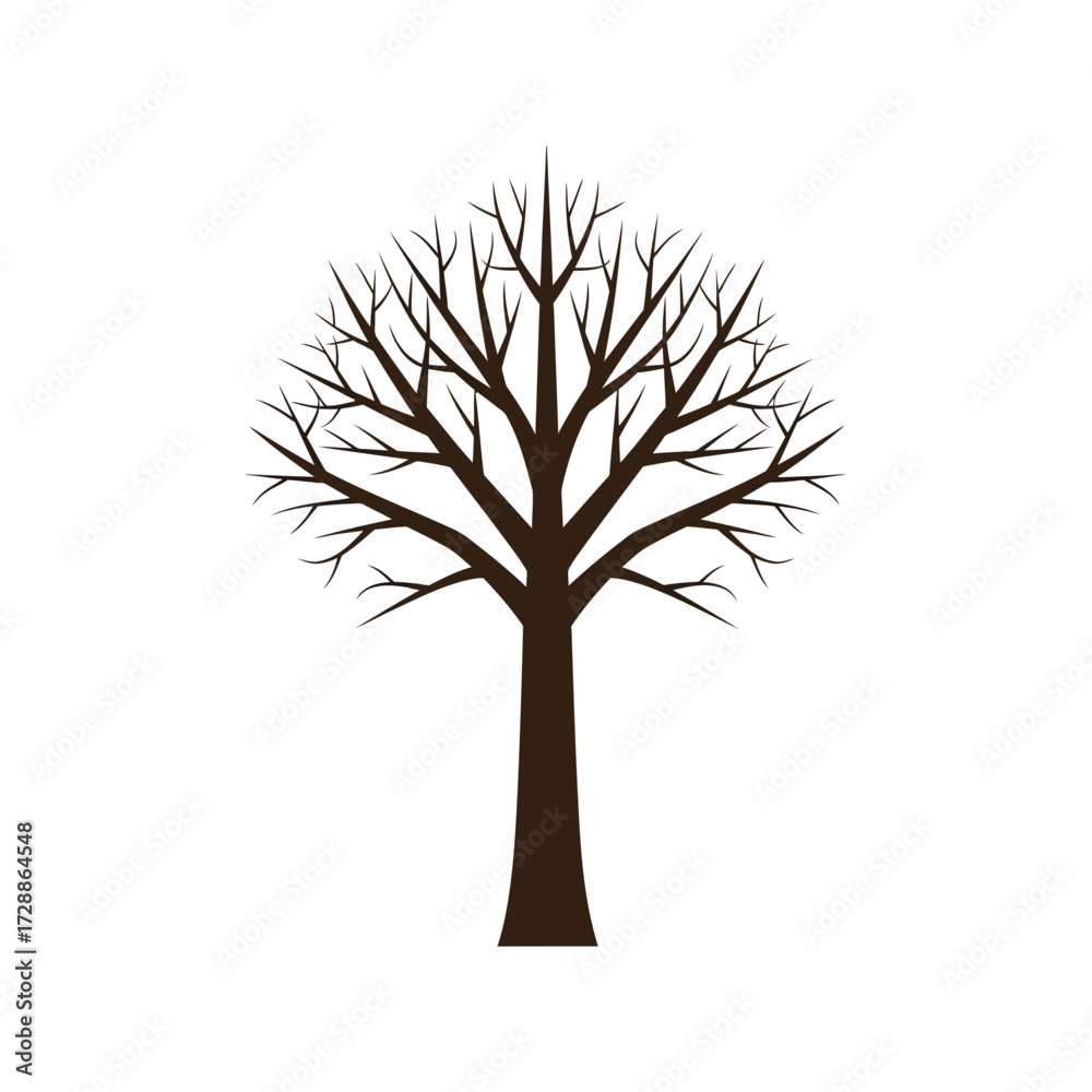 Fototapeta premium Bare tree silhouette autumn winter season branches detailed vector vector