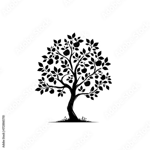 Apple Tree Vector Illustration – Fresh Orchard with Ripe Apples