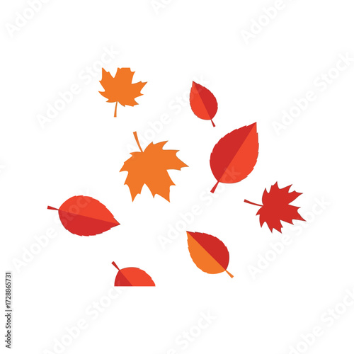 Falling autumn leaves set red orange colors seasonal nature elements vector illustration vector