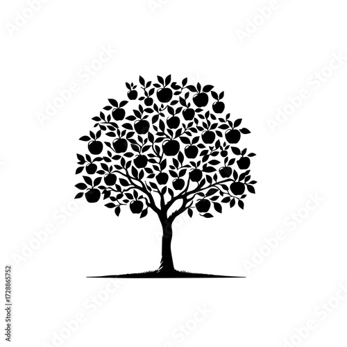 Apple Tree Vector – Natural Orchard with Ripe Fruits