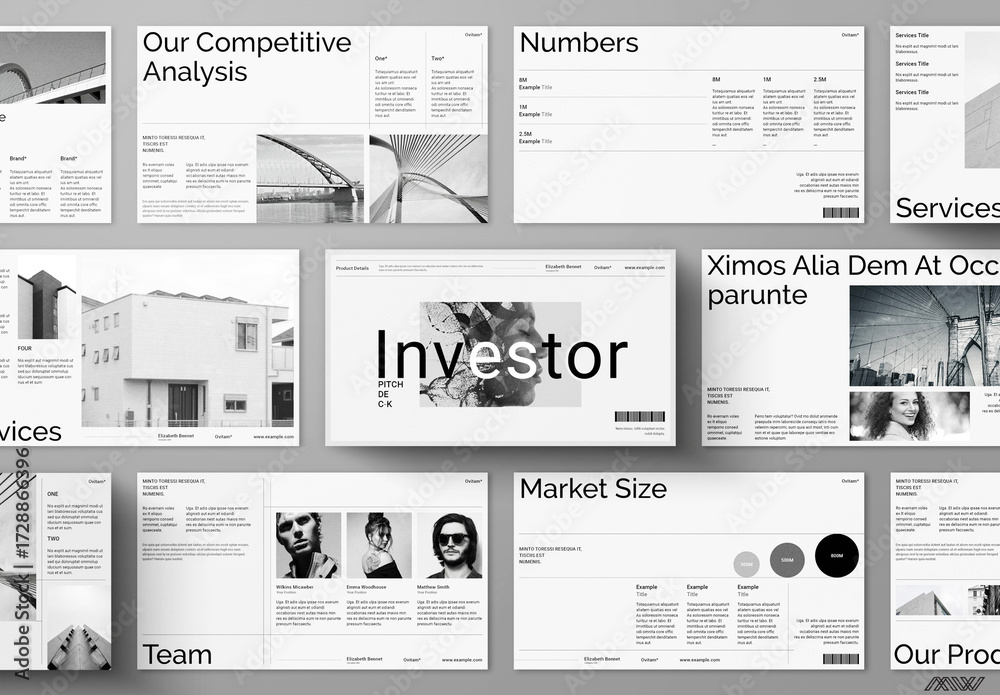 Minimalist New Business Investor Pitch Deck Presentation Template Stock ...