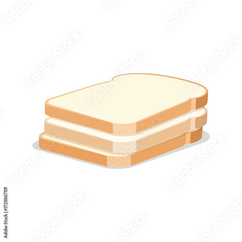 Simple white bread sandwich stacked isolated food ingredient vector