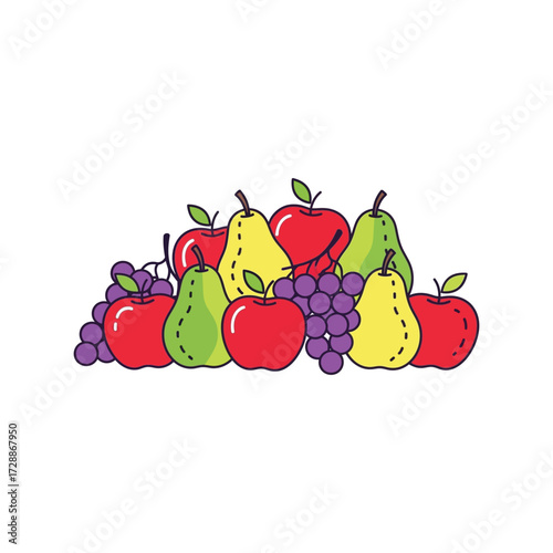 Abundant fresh assorted fruit bunch healthy organic produce vibrant colors vector