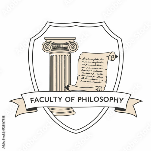 ancient paper pillar shield ribbon university philosophy education study faculty knowledge 