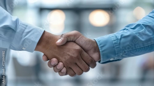 Close up of two men shaking hands handshake business