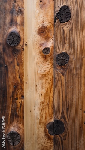  a close-up photograph of a wooden surface, showcasing a rustic and natural style. The layout is vertical, with the wood grain running parallel to the longer side of the image