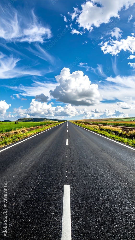 Fototapeta premium Road stretching into a vibrant sky