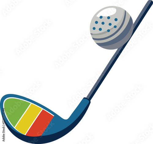 Blue golf club with colorful head and striped icon isolated on white transparent background vector eps png jpg business people clipping path cutout 2025 2026 4k full hd poster banner label download