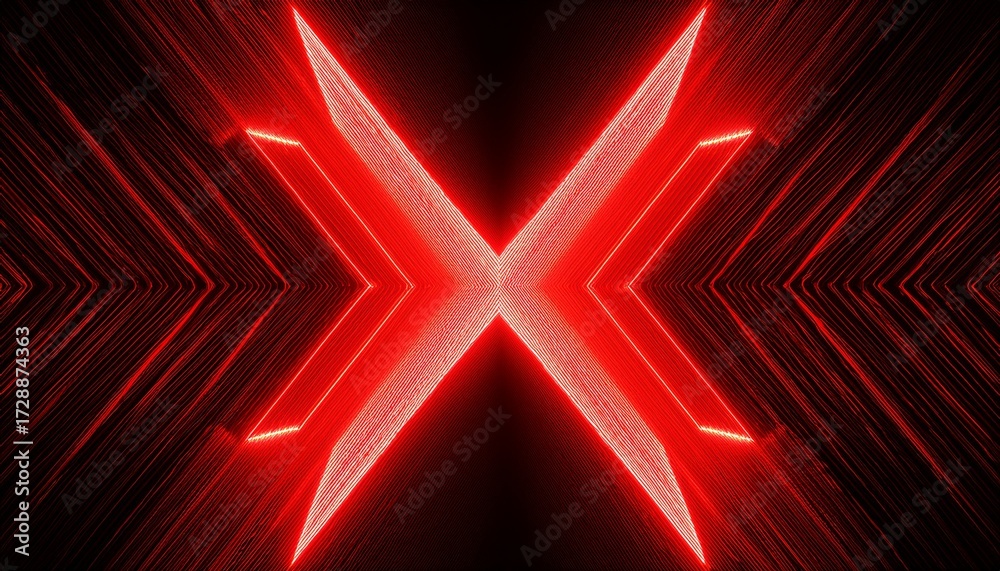 3d glowing red techno abstract background overlap layer on dark space with letter x effect