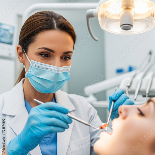 Dentist working in a clinic