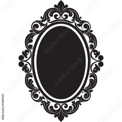 Victorian gothic silver frame vector with mirrored design