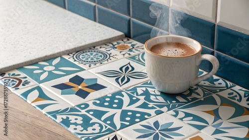 A cup of coffee on the stove