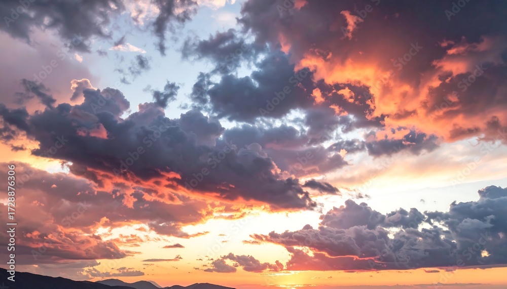 Naklejka premium Dramatic sunset sky with colorful clouds