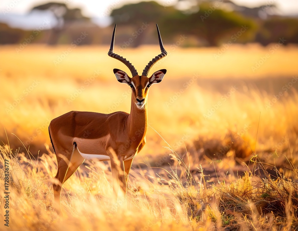 Naklejka premium Antelope in golden savanna