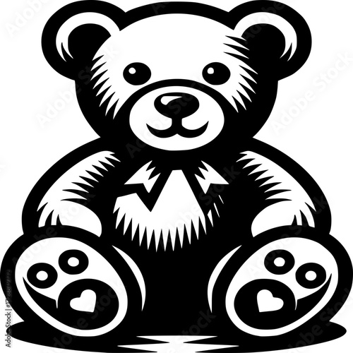 Timeless Teddy Bear: A classic teddy bear, rendered in a minimalist, monochromatic style, exuding a sense of vintage charm and comforting nostalgia. 