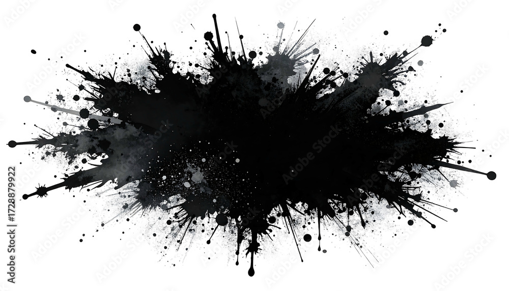 Fototapeta premium Black Ink Splatter A Dynamic Abstract Design Element.