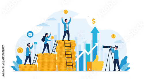 Teamwork and strategy leading to financial success and growth.