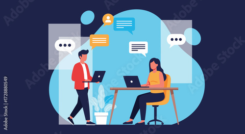 Illustrating the power of collaboration and communication in the digital age.