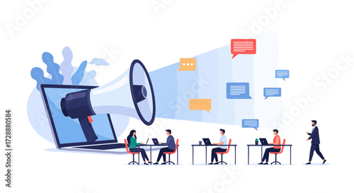 Digital marketing campaign reaching audience with targeted messages and engaging content on multiple platforms.
