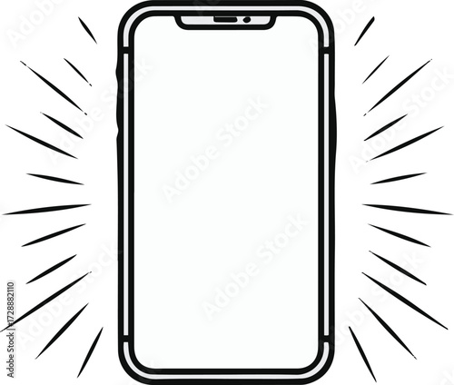 Smartphone line art with tiny spark lines around it, story of a new message that changes someone’s day 2