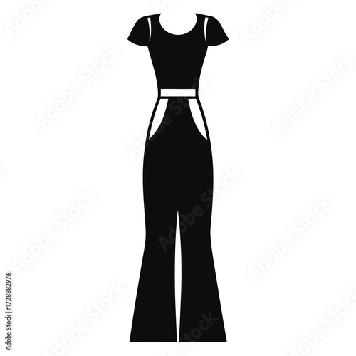 Ankle length pants dress vector clean black silhouette design white background
