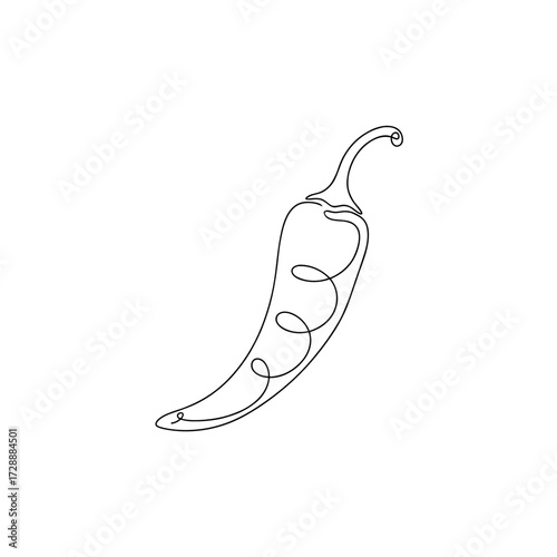 Monochrome drawing of hot chili pepper black on transparent background, culinary spice and pungency for food design