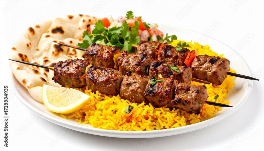 Fototapeta premium Kuwaiti Lamb Kebab With Saffron Rice