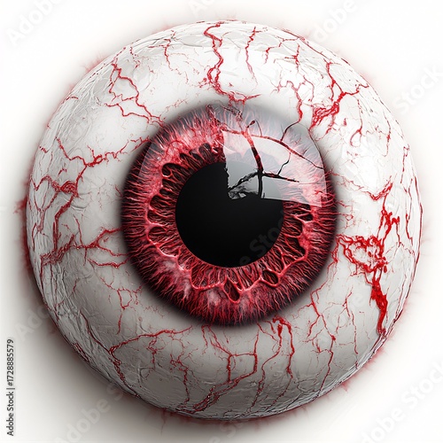 Pixel art eyeball candy with red veins on white background