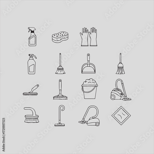cleaning icon set