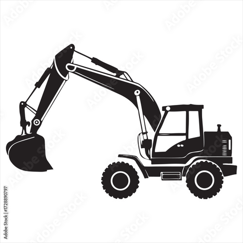 excavator on a white background