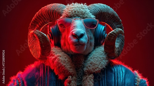 cute goat wearing glasses