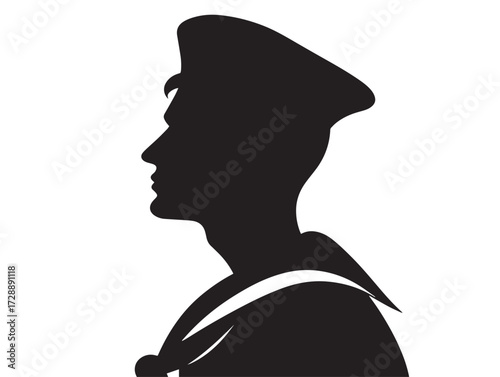 Sailor silhouette icon vector illustration solid black symbol for seafaring profession